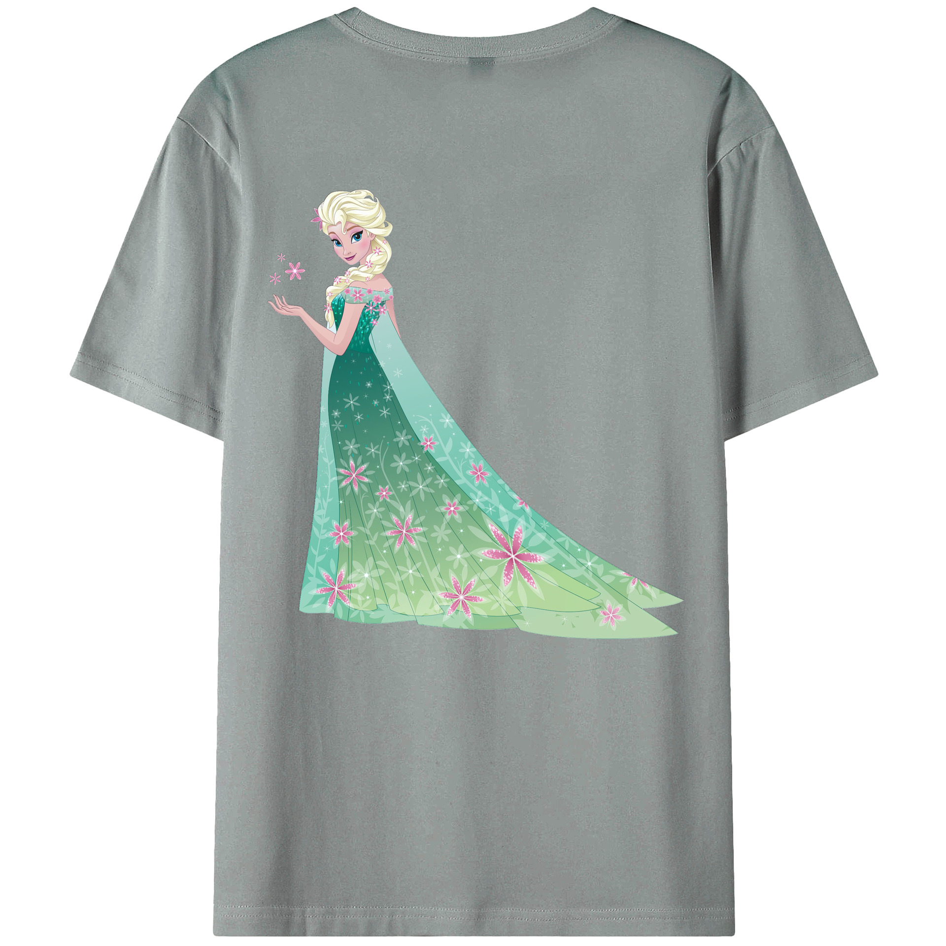 （画像用） アナと雪の女王 アンナ エルサ Frozen Anna Elsa 綿100％ メンズ半袖Tシャツ（バックプリント） 通気性